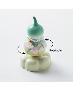 Buddha Stones Hand-Painted Ceramic Green Lotus Gourd Tea Pet Mindful Living Decor - Spinning Hand-Painted Gourd - Green Lotus