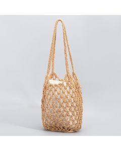 Buddha Stones Hand-woven Cotton Thread Shoulder Bag Handbags - White 23*15*27cm