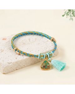 Buddha Stones Hand-Woven Five-Color Cord Luck Green Song Brocade Zongzi Apple Money Bag Chinese Lock Charm Gourd Bracelet - Gourd(Same Color Tone – Pattern Varies)