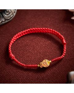 Buddha Stones Hand-Woven Flower Koi Fish Luck Red Rope Bracelet - Red(Wrist Circumference: 5.9–8.3 in / 15–21 cm)