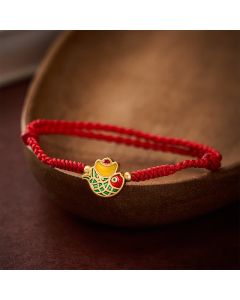 Buddha Stones Hand-Woven Ingot Koi Fish Luck Red Rope Bracelet - Red(Wrist Circumference: 5.9–8.3 in / 15–21 cm)