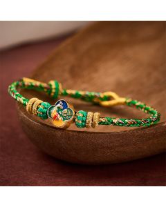 Buddha Stones Hand-Woven Koi Fish Fu Character Success Rope Bracelet - Blue(Wrist Circumference: 5.51-7.48 in / 14-19cm)