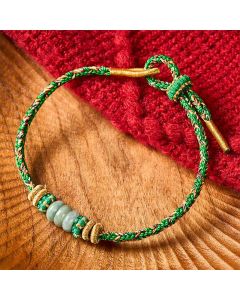 Buddha Stones Hand-Woven Luck Abacus Jade Beads String Bracelet - Green(Wrist Circumference: 5.9-7.5 in / 15-19cm)