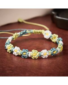 Buddha Stones Hand Woven Pastel Daisy Gradient String Bracelet - Green(Wrist Circumference: 5.51-6.69  in / 14-17 cm)