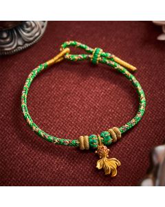 Buddha Stones Hand-Woven Red Koi Fish Luck Green Rope Bracelet - Green(Wrist Circumference: 5.9-7.5 in / 15-19cm)