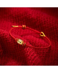 Buddha Stones Hand Woven Red String Cute Cat Luck Bracelet - Red(Wrist Circumference 15-19cm)