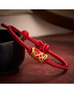 Buddha Stones Hand-Woven Red String Koi Fish Strength Adjustable Braided Cord Bracelet - Red / 5.91-7.48 in (15-19cm)