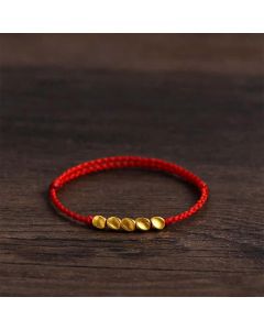 Buddha Stones Hand-Woven Red String Twisted Beads Protection Braided Adjustable Bracelet - Black String