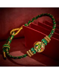 Buddha Stones Hand-Woven String Double Koi Fish Protection Rope Bracelet - Red(Wrist Circumference: 5.51-7.48 in / 14-19cm)