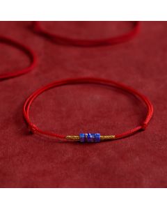 Buddha Stones Hand-Woven Ultra-fine Small Square Shape Lapis Lazuli Red String Luck Bracelet - Lapis Lazuli(Wrist Circumference: 5.9–6.7 in / 15–17 cm)