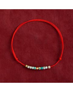 Buddha Stones Hand-Woven Ultra-fine Turquoise Beads Luck Rope Bracelet - Turquoise(Wrist Circumference: 5.9–6.7 in / 15–17 cm)