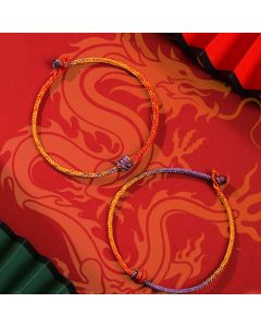 Buddha Stones Handcrafted Colorful Purple Gold Red Braid Rope Bracelet - 19cm