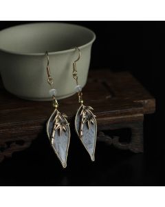 Buddha Stones Handcrafted Silk Art Bamboo Design Copper Hook Luck Protection Dangle Earrings - Bamboo(Length: About 4cm)