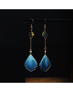 Buddha Stones Handcrafted Silk Art Petal Good Fortune Blessing Dangle Hook Earrings - Pink Petal(Size: About 8.5*2cm)