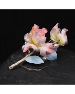 Buddha Stones Handcrafted Silk Art Pink Iris Flower Protection Brooch - Pink Iris About 7cm