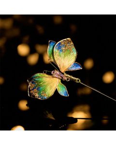Buddha Stones Handcrafted Silk Art Velvet Flower Blue Green Gradient Butterfly Brooch - Blue Green Gradient Butterfly About 7cm