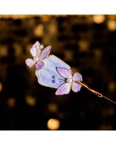 Buddha Stones Handcrafted Silk Art Velvet Flower Purple Butterfly Freedom Brooch - Purple Butterfly About 7-8cm
