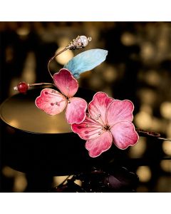 Buddha Stones Handcrafted Silk Art Velvet Flower Red Flower Brooch - Red Flower About 6*12cm
