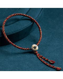 Buddha Stones Handmade 925 Sterling Silver Chinese Zodiac Protection Colorful Rope Bracelet - Ordinary Style / 18cm / Dog/Pig