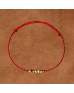Buddha Stones Handmade 925 Sterling Silver Small Pieces Protection Braided Ultra-Thin Rope Bracelet - Silver-Red Rope(Wrist Circumference 14-20cm)