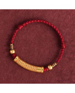 Buddha Stones Handmade Alloy Heart Sutra Protection Strength Rope Bracelet Anklet - Anklet(Circumference 18-30cm) / Black