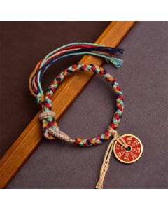 Buddha Stones Handmade Bagua Harmony Multicolored Rope Bracelet - 14-18cm