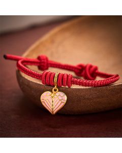 Buddha Stones Handmade Braided Red String Love Heart Charm Protection Luck Bracelet - Red / 5.91-7.48 in (15-19cm)