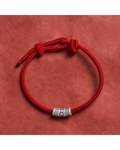 Buddha Stones Handmade Braided Red String Om Mani Padme Hum Protection Bracelet - Dark Red / 5.91-7.48 in (15-19cm)