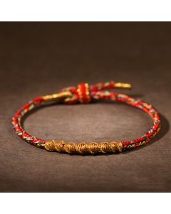 Buddha Stones Handmade Chinese Zodiac Luck Strength Braided Rope Bracelet - Dark Red-Dog/Pig(Wrist Circumference 14-17cm)