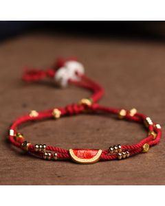 Buddha Stones Handmade Cinnabar Dumplings Design Luck Braided Red Rope Bracelet - 15-20cm