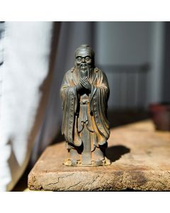 Buddha Stones Handmade Confucius Iron Powder Rust Cast Resin Statue Home Decoration - Polished Version 14*4.5*4.3cm