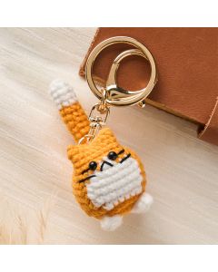 Buddha Stones Handmade Crochet Cute Cat Bag Charm Softness Keychains - Orange Cat