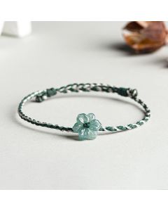 Buddha Stones Handmade Green String Jade Orchid Braided Prosperity Bracelet - LightGreen Gold String Jade(Wrist Circumference: 14-20cm)