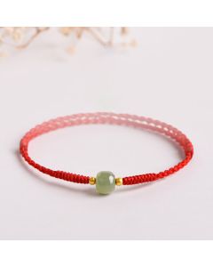 Buddha Stones Handmade Jade Lucky Bead Prosperity Braided Bracelet - Black(Wrist Circumference 14-20cm)