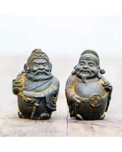 Buddha Stones Handmade Literary Military God of Wealth Iron Powder Rust Cast Resin Statue Home Decoration - Polished Version / 2Pcs Set