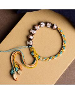 Buddha Stones Handmade Multicolored Rope Liuli Glass Bead Fortune Braided Bracelet - 14-22cm