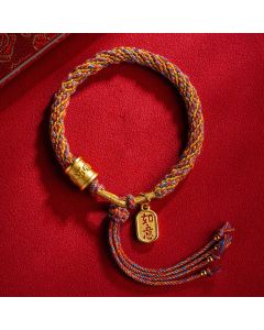 Buddha Stones Handmade Multicolored Tibetan Om Mani Padme Hum Ruyi Auspicious Charm Braided Bracelet - 14-20cm