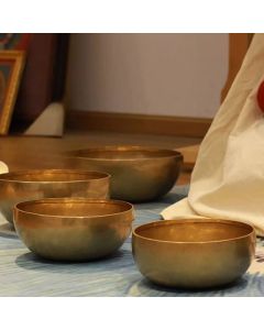 Buddha Stones Handmade Nepal Golden Singing Bowl Simple Design for Healing and Meditation Sound Bowl Set - 11.81 IN (30 CM)