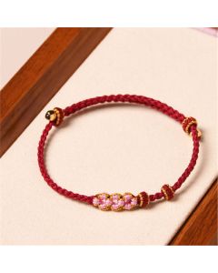 Buddha Stones Handmade Peach Blossom Protection Braided Rope Bracelet - Black(Wrist Circumference 14-16cm)