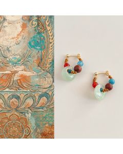 Buddha Stones Handmade Red Agate Aquamarine Black Rosewood Liuli Confidence Earrings - Red Agate(Copper Plated With 925 Sterling Silver Posts)
