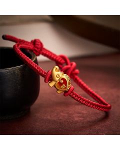 Buddha Stones Handmade Red String Elephant Love Heart Protection Braided Adjustable Bracelet - Red / 5.91-7.48 in (15-19cm)