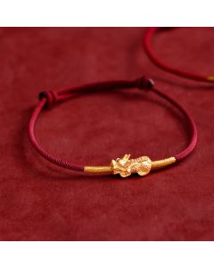 Buddha Stones Handmade Red String PiXiu Luck Bracelet - Dark Red(Wrist Circumference: 5.9–7.5 in / 15–19 cm)