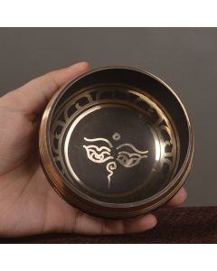 Buddha Stones Handmade Singing Bowl Buddha Eyes Scripture Pattern for Healing and Meditation Sound Bowl Set - 3.15IN (8CM)