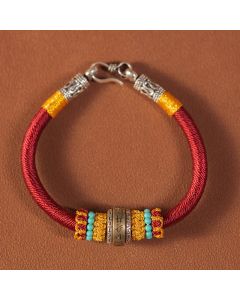 Buddha Stones Handmade Tibetan Amulet King Kong Knot Luck Protection Braided Bracelet - Brown / 19cm for Weight Range (90-100 kg)