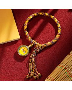 Buddha Stones Handmade Tibetan Five God Of Wealth Dragon Scale Rope Luck Braid Bracelet - Gray Gold(Wrist Circumference 14-18cm)