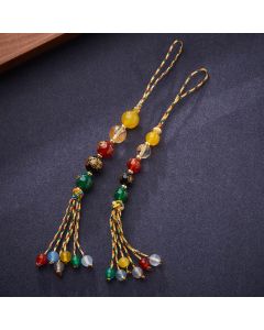 Buddha Stones Handmade Tibetan Five God Of Wealth Various Agate Luck Braid Rope Car Hanging Decoration - 10mm Agate Five God of Wealth