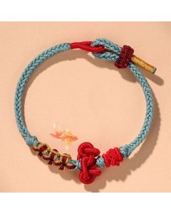 Buddha Stones Handmade Wenchang Knot Luck Strength Braided Rope Bracelet - Dark Blue(Wrist Circumference 14-15cm)