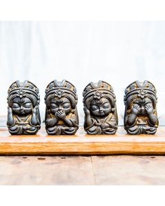 Buddha Stones Handmade Zakiram Iron Powder Rust Cast Resin Statue Zen Home Decoration - Polished Version / 4Pcs Set