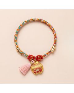 Buddha Stones Handwoven Five Color Apple Money Bag Gourd Chinese Lock Charm Protection Bracelet - Chinese Lock Charm(Same Color Tone – Pattern Varies)