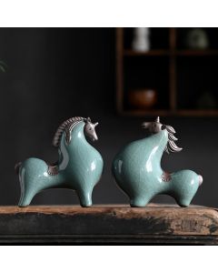 Buddha Stones Head Down Up Horse Ceramic Success Freedom Home Decoration - Head Up Horse 10.5*10.5*5.5cm